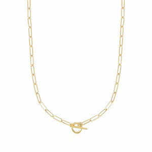 Long Linear Link Chain in 14K Plated Gold Necklace