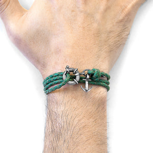 Fern Green Clyde Silver & Leather Bracelet