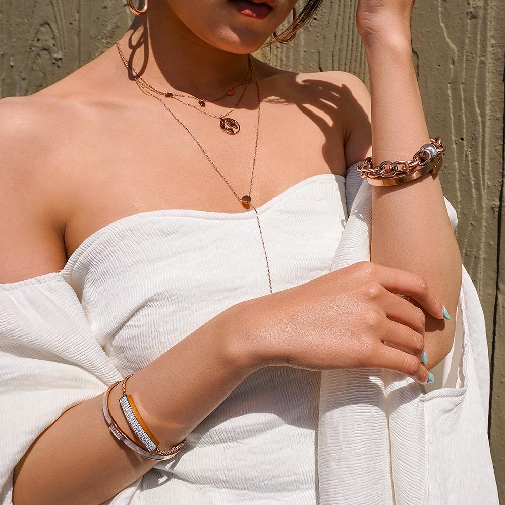 Layered Lariat in 14K Plated Gold Necklace