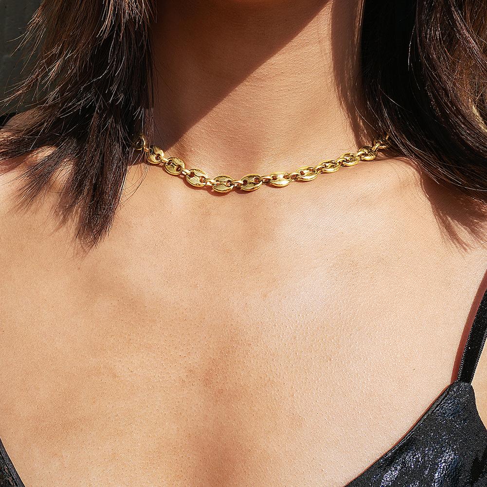 Coffee Bean Chain in 14K Plated Gold Necklace