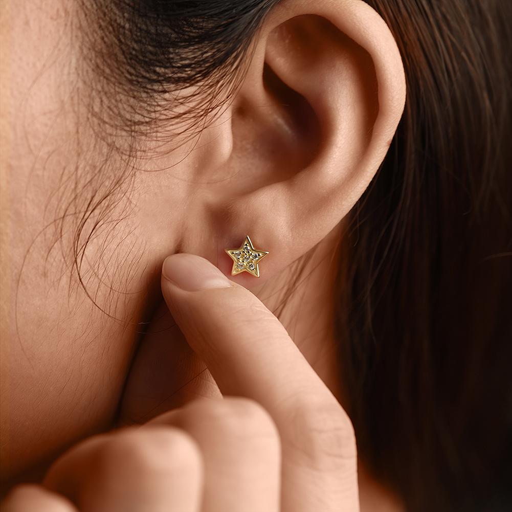 Star Shimmer Stud in 14K Plated Gold Earrings