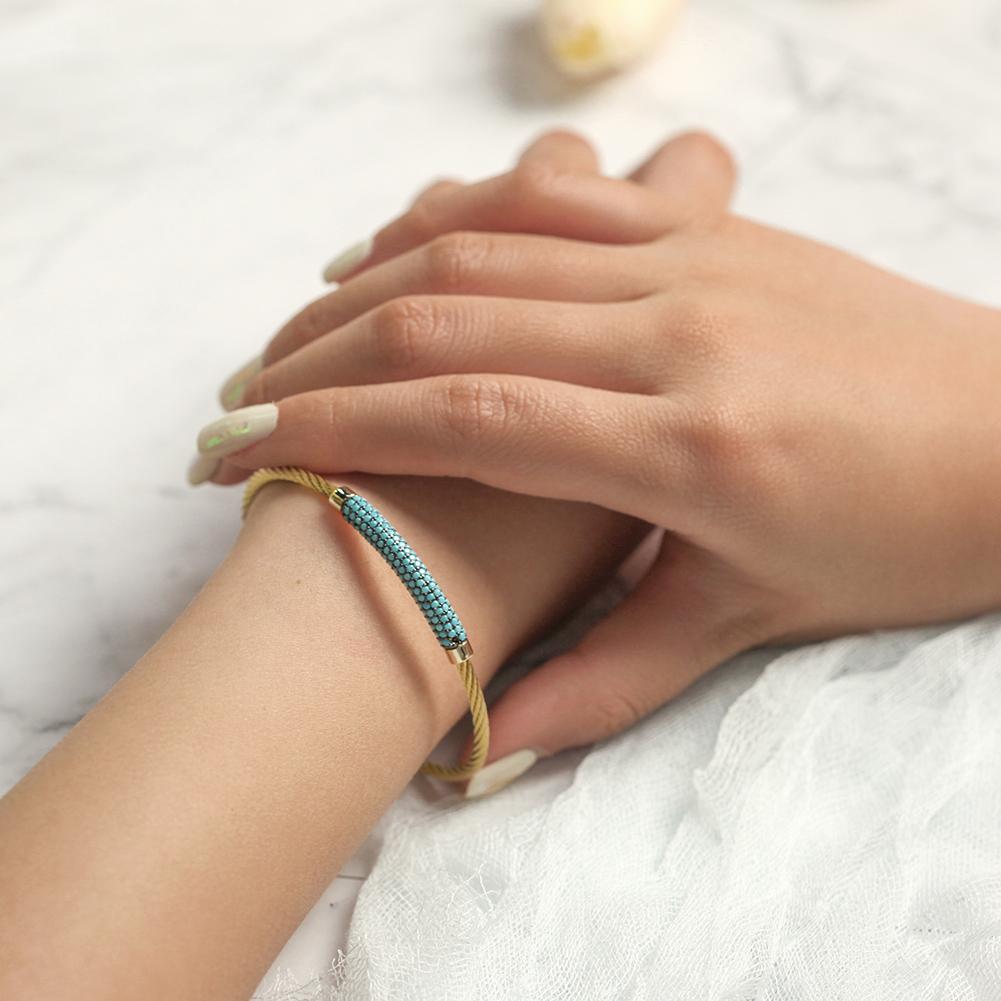 Gemstone Turquoise in 14K Plated Gold Bangle