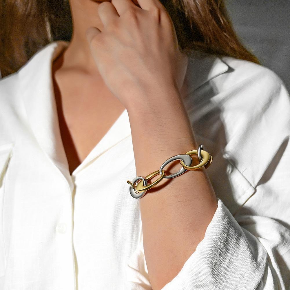 Two Tone Oval Link Bracelet