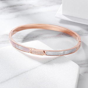 Elegant CZ&Shell Bangle