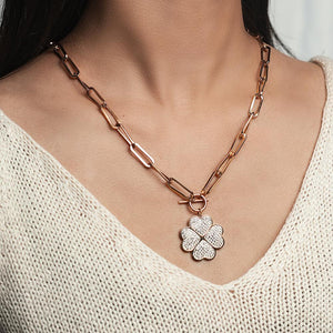 Lucky Four-Leaf Charm in 14K Plated Gold Necklace