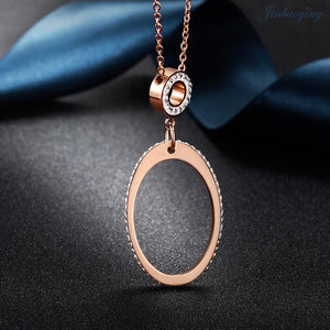 Open Oval CZ in 14K Plated Gold Necklace
