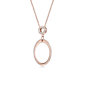Open Oval CZ in 14K Plated Gold Necklace
