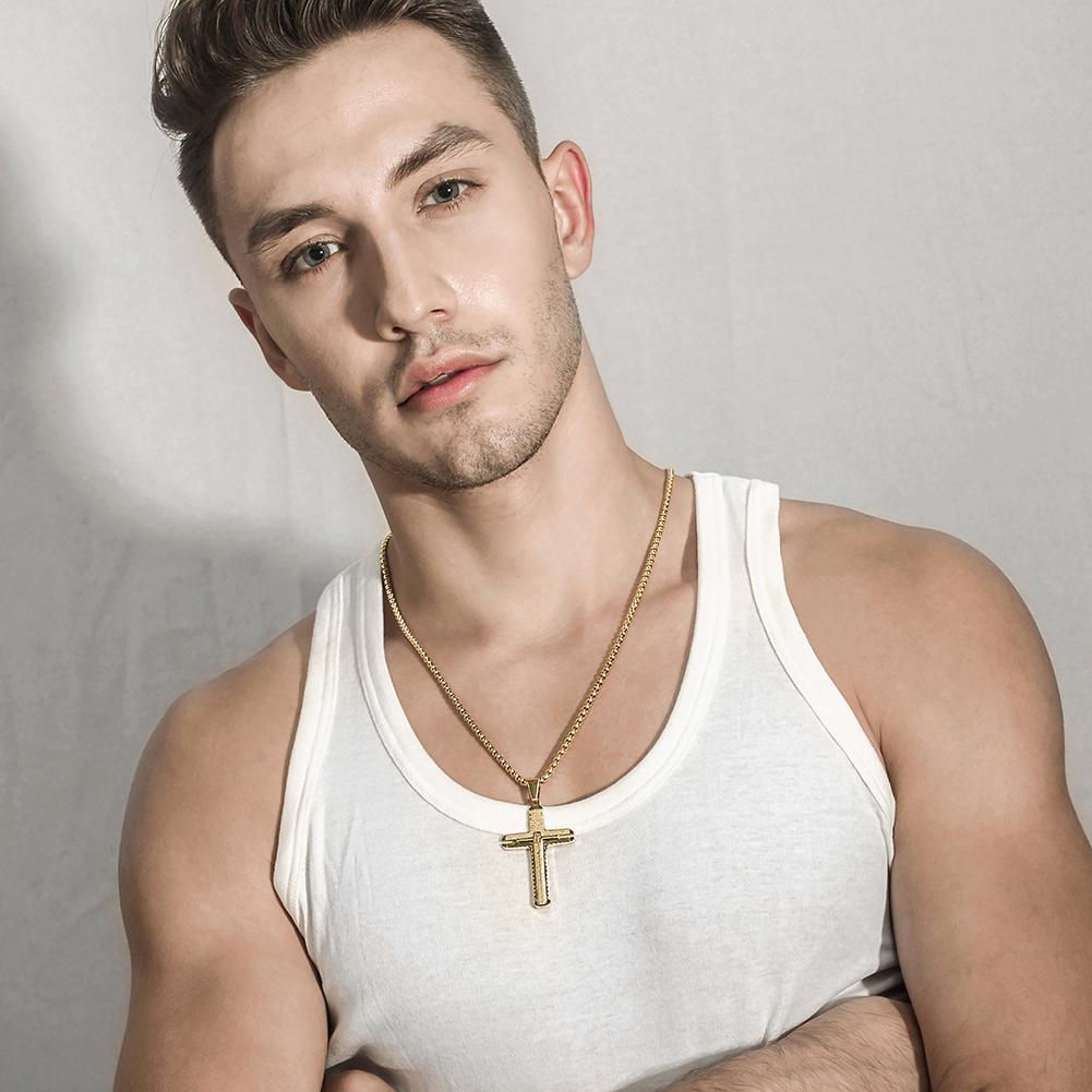 Classic Cross Pendant in 14K Plated Gold Necklace