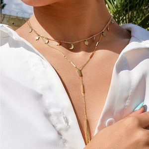 Layered Necklace in 14K Plated Gold Set