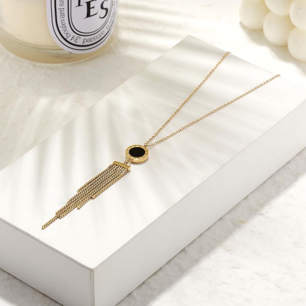Shell Acrylic Tassel in 14K Plated Gold Pendant