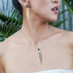 Shell Acrylic Tassel in 14K Plated Gold Pendant