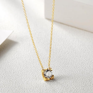 Cubic Zircon Pendant in 14K Plated Gold Necklace