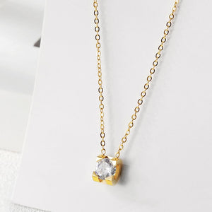 Cubic Zircon Pendant in 14K Plated Gold Necklace