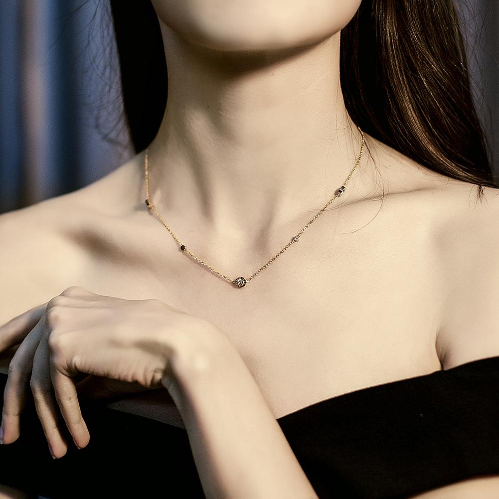 Roman Numeral CZ Station in 14K Plated Gold Necklace