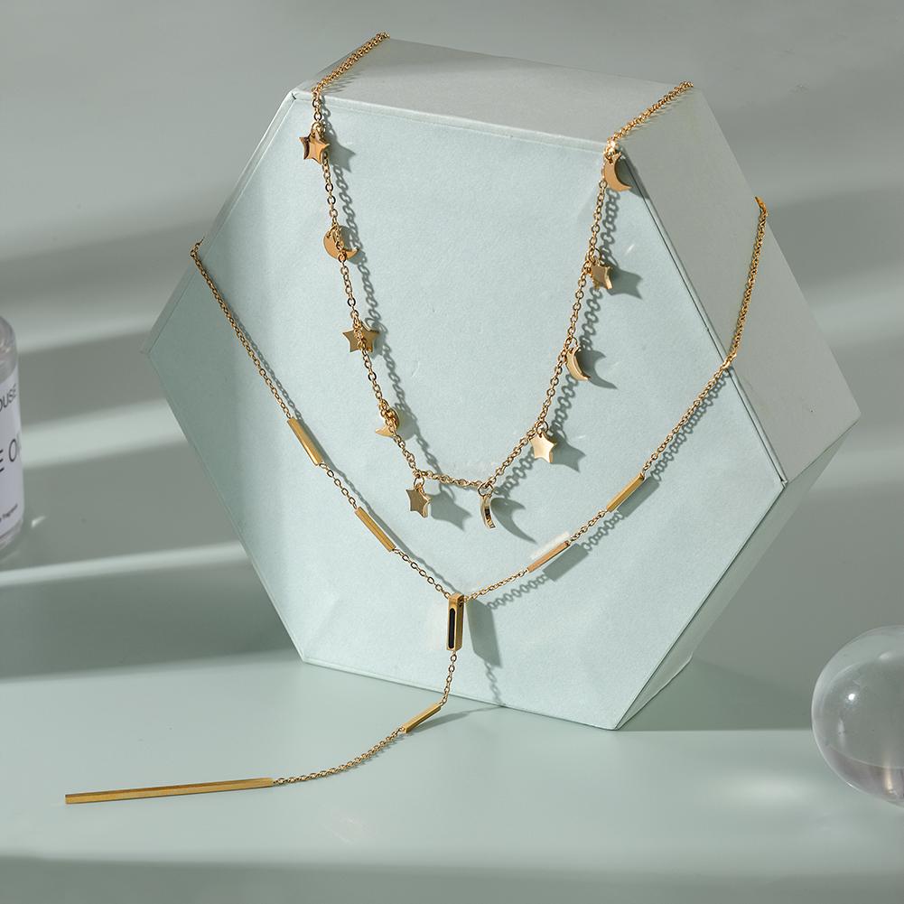 Layered Necklace in 14K Plated Gold Set