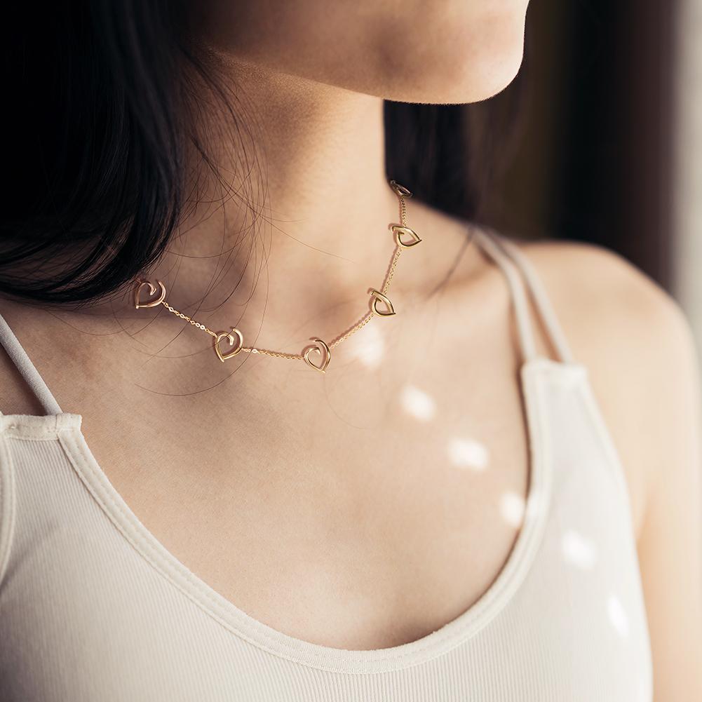 Open Heart Charm 14K Plated Gold Necklace