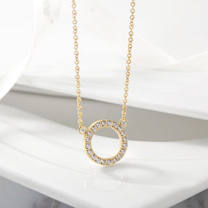 Open Circle Pendant in 14K Plated Gold Necklace