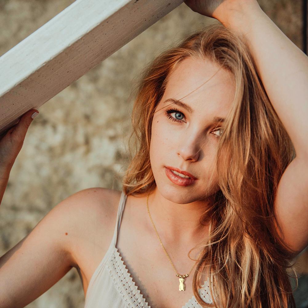 Dog Charm in 14K Plated Gold Necklace