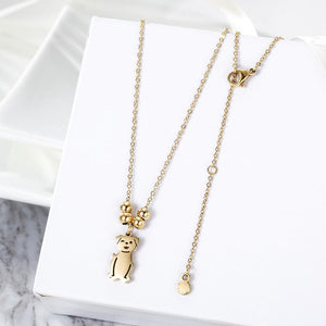 Dog Charm in 14K Plated Gold Necklace
