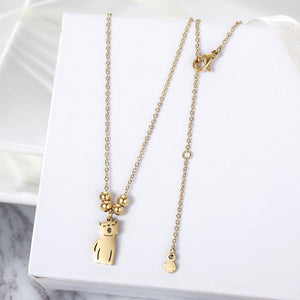 Cat Charm in 14K Plated Gold Necklace