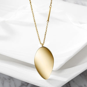 Long Leaf Pendant in 14K Plated Gold Necklace