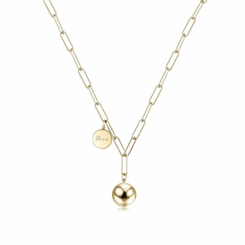 Happiness Dainty Ball Pendant in 14K Plated Gold Necklace