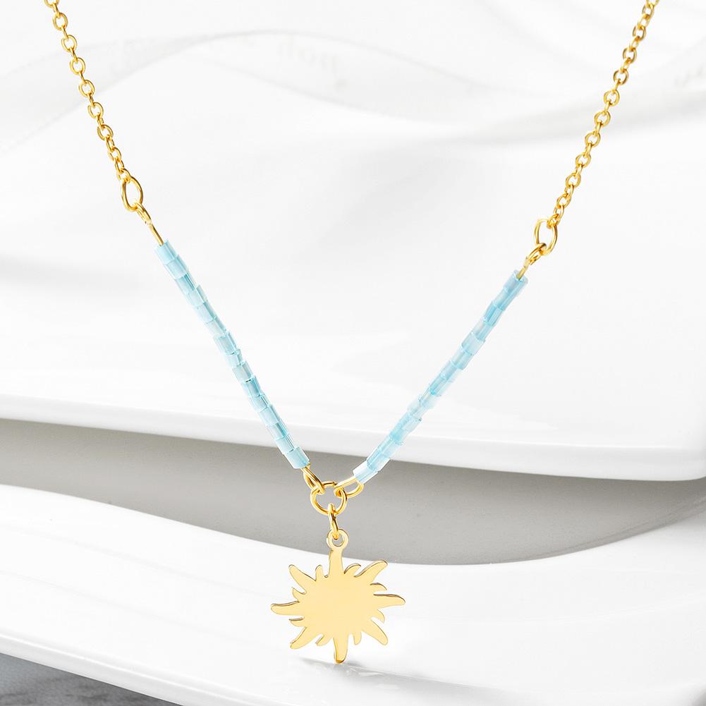 Sun Pendant in 14K Plated Gold Necklace