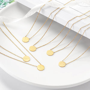 Glossy Gold Round Zodiac in 14K plated Gold Necklace