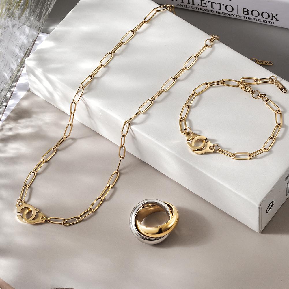 Paperclip Link Jewelry in 14K Plated Gold Set