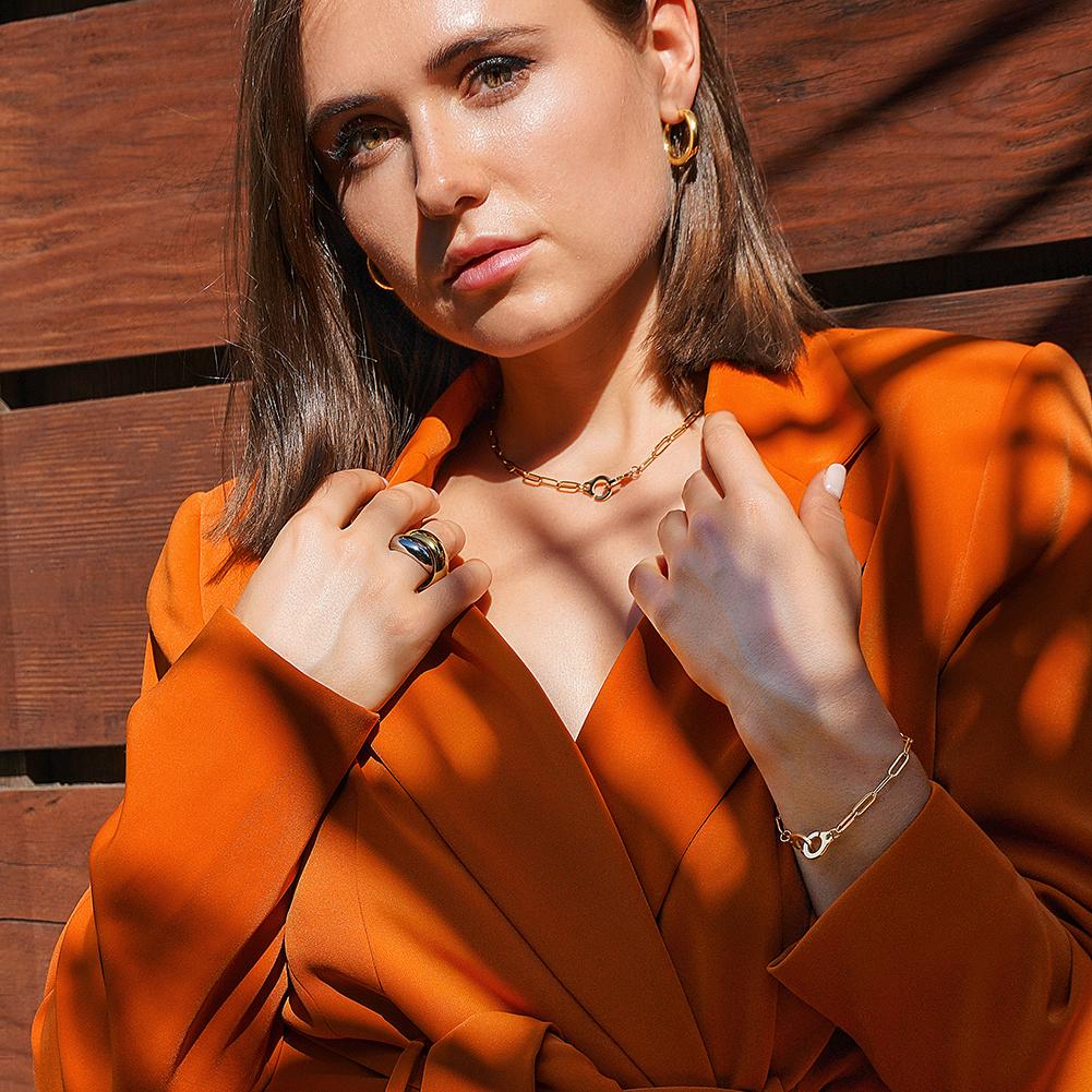 Paperclip Link Jewelry in 14K Plated Gold Set