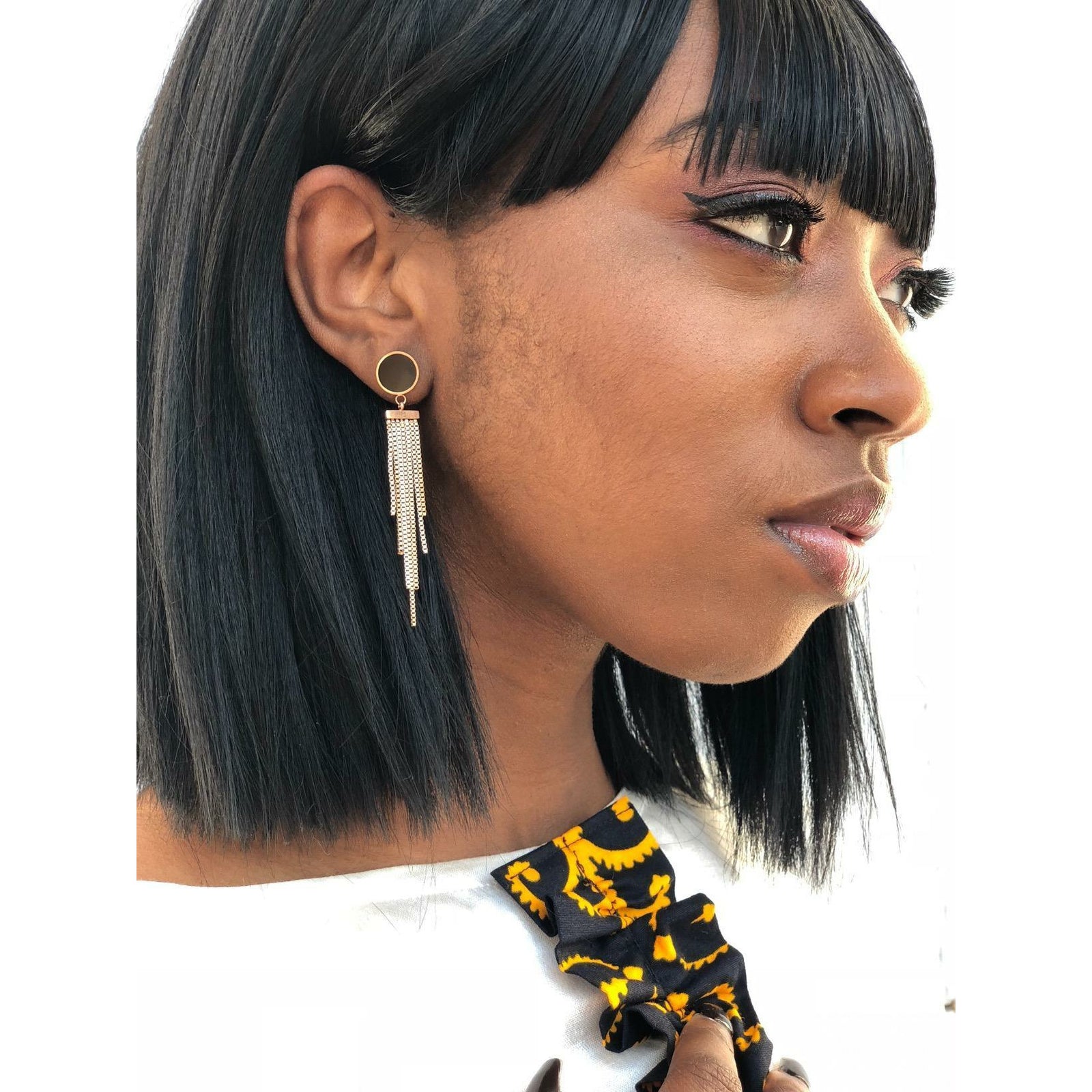 Long Tassel Drop in 14K Plated Gold Earrings