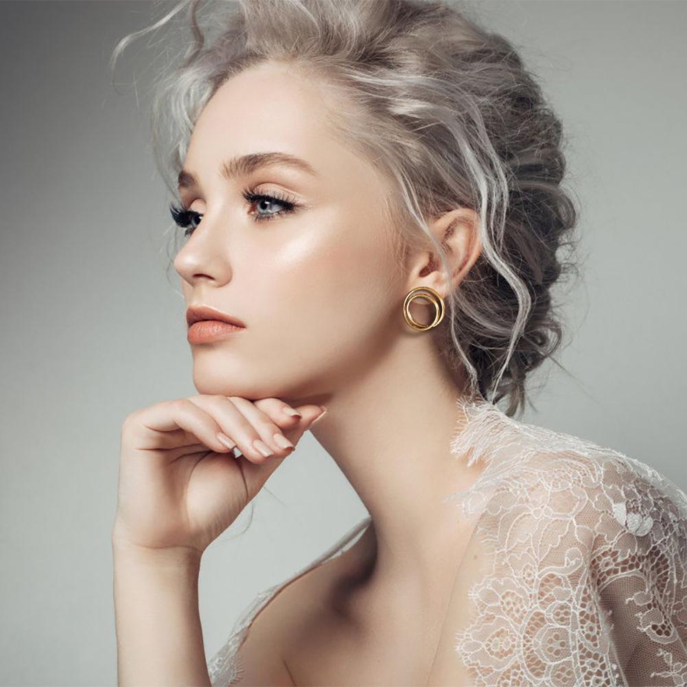 Double Layered Hoop in 14K Plated Gold Earrings