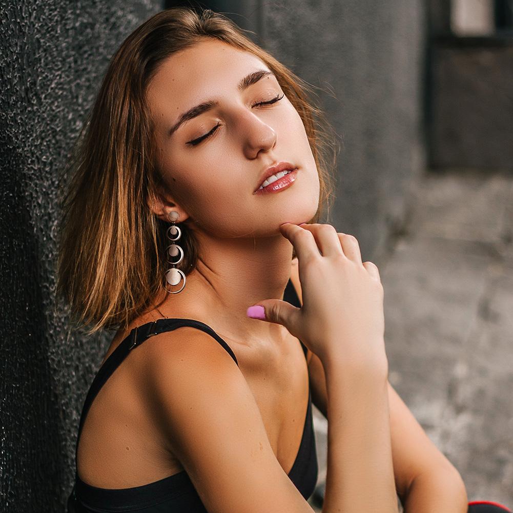 Vintage Tandem 3-Tier Circle drop in 14K Plated Gold Earrings