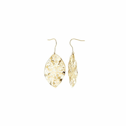 Leaf Dangle Drop in 14K Plated Gold Earrings