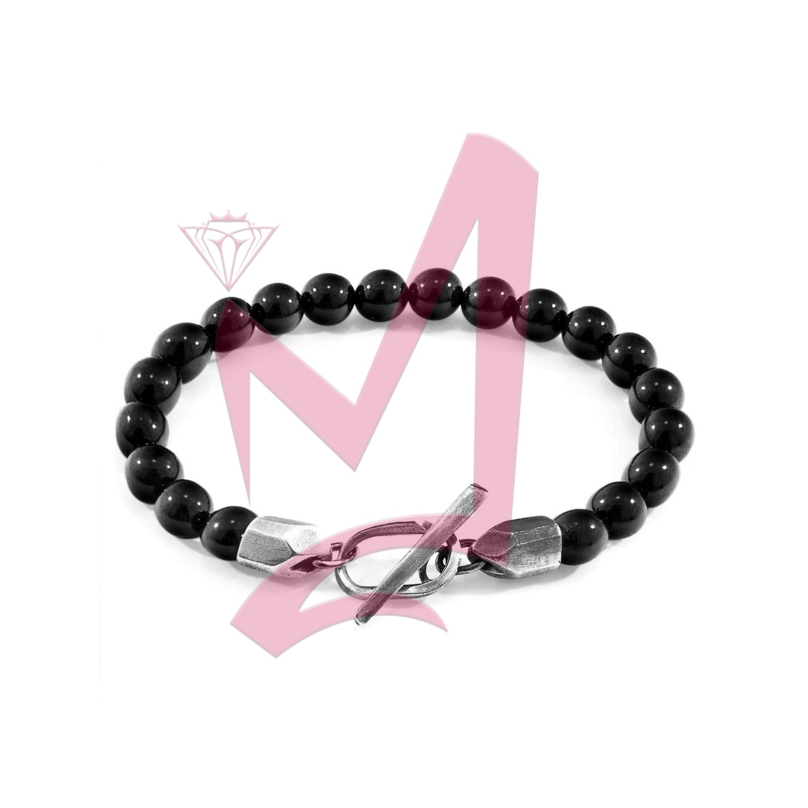 Black Onyx Tinago Silver and Stone Beaded Bracelet