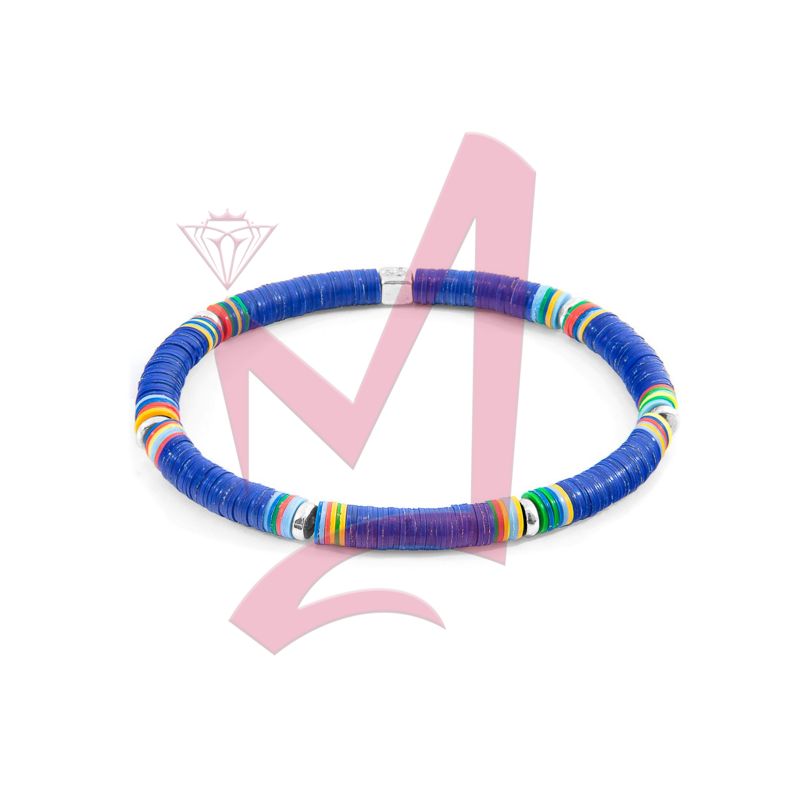 Blue Nakuru Silver and Vinyl Disc Bracelet