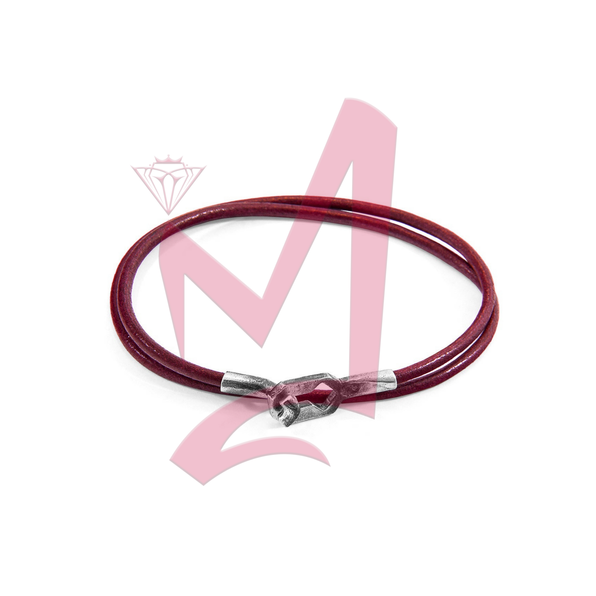 Bordeaux Red Tenby Silver & Leather Bracelet