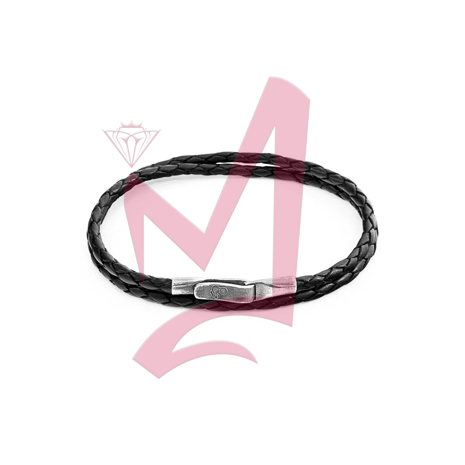 Coal Black Liverpool Silver & Leather Bracelet