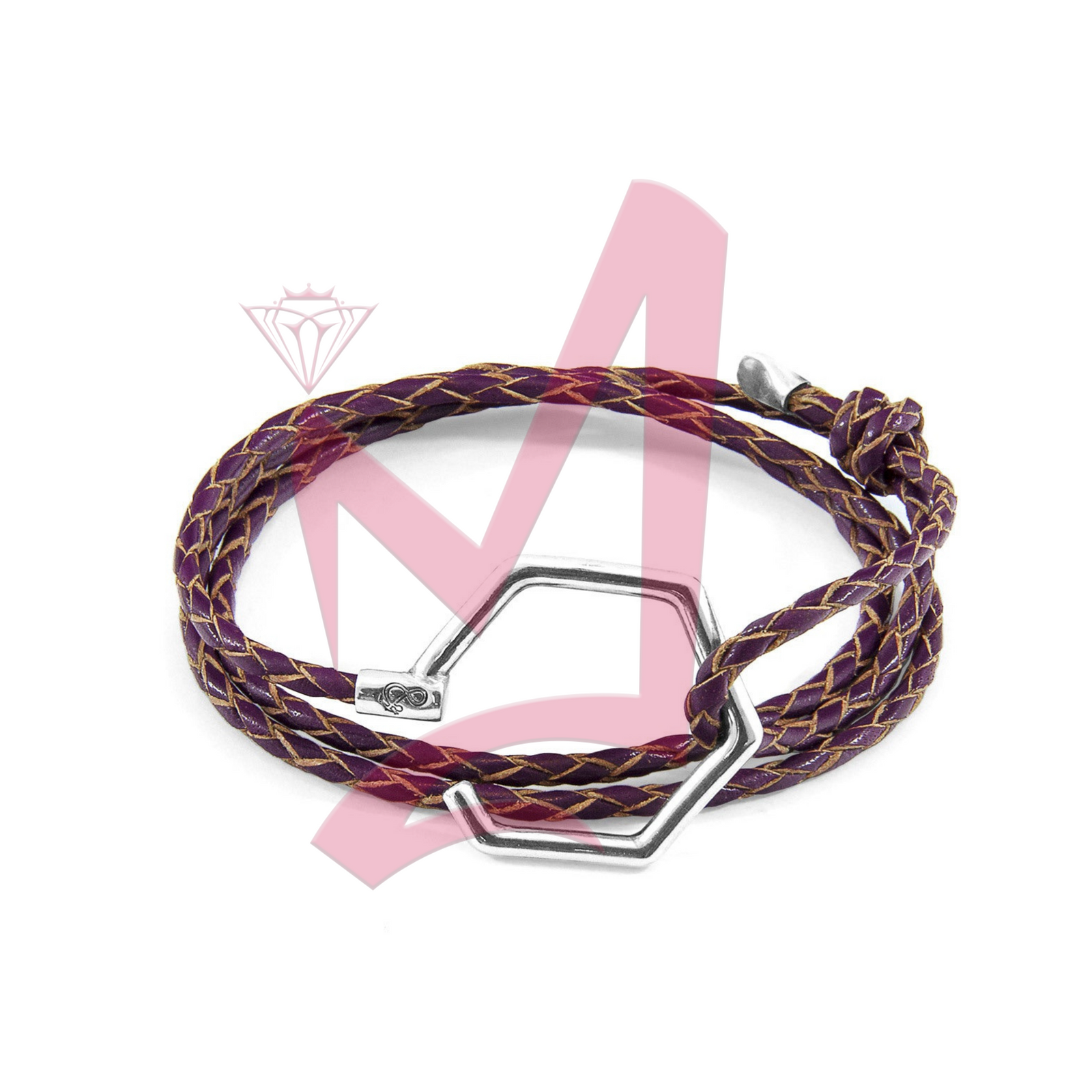 Deep Purple Storey Silver & Leather Bracelet