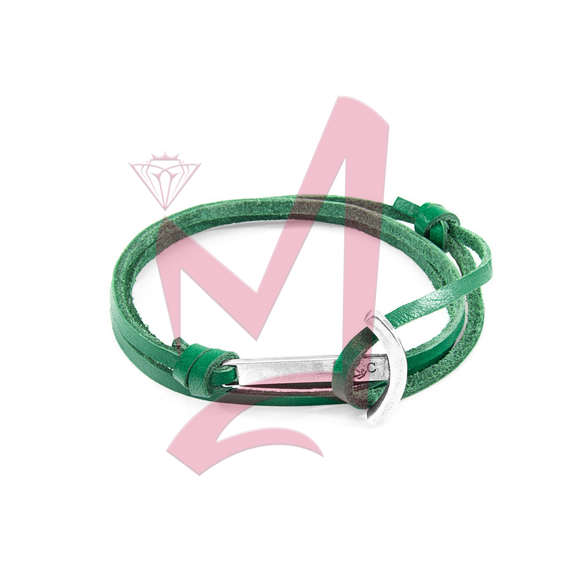 Fern Green Clipper Silver & Leather Bracelet