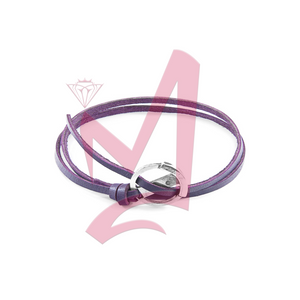 Grape Purple Ketch Silver & Leather Bracelet