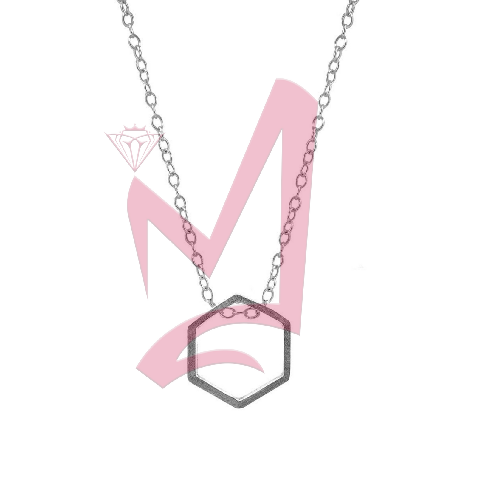 Lane Hexagonal Mini Geometric Silver Necklace