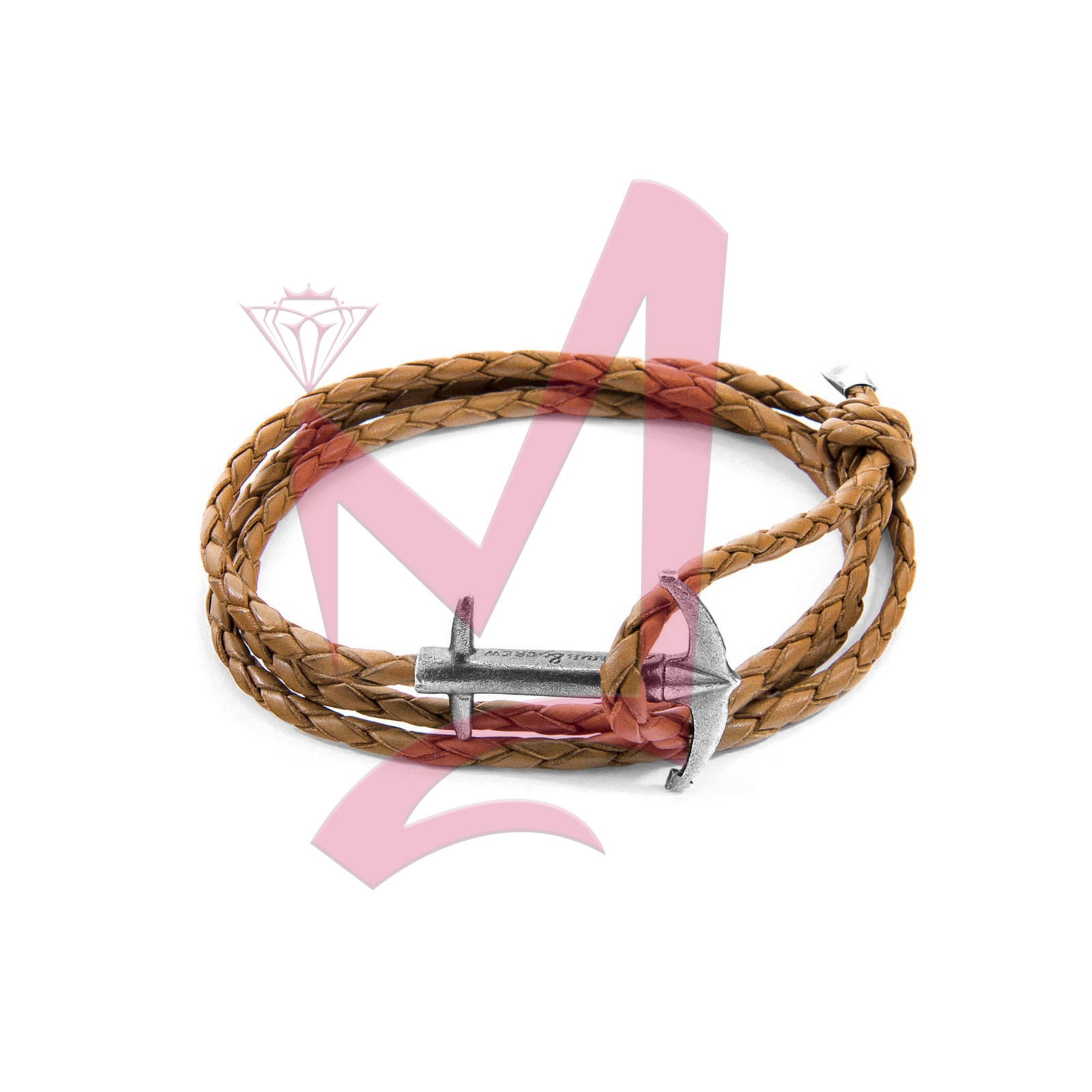 Light Brown Admiral Silver & Leather Bracelet