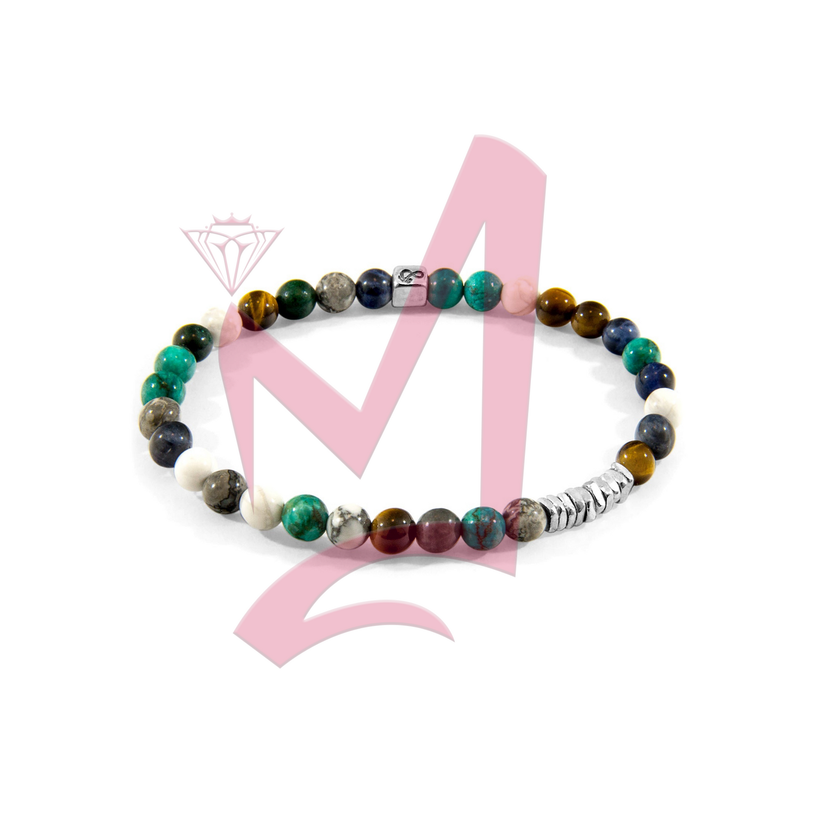 Multicoloured Multi-Gem Atrato Silver and Stone Bracelet