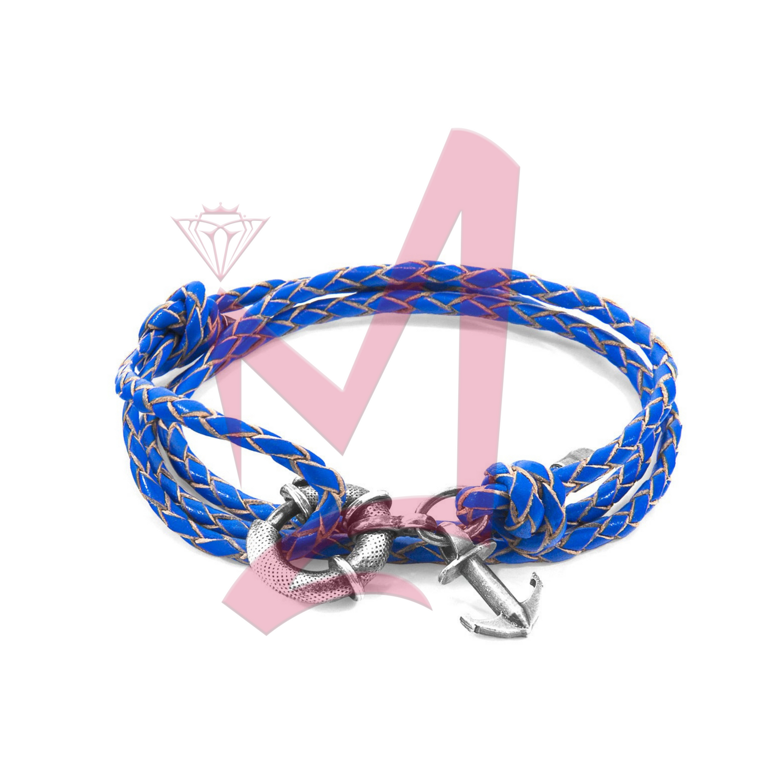 Royal Blue Clyde Silver & Leather Bracelet