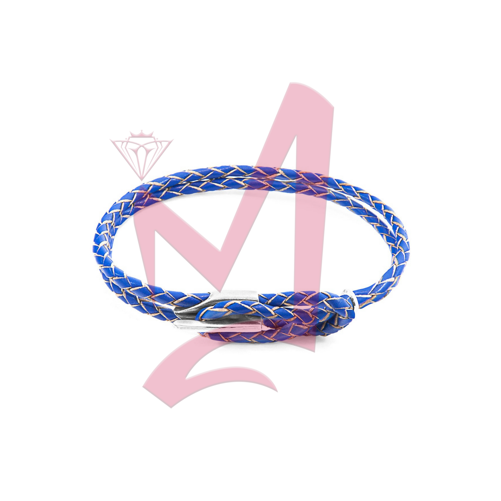Royal Blue Padstow Silver & Leather Bracelet