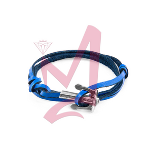 Royal Blue Union Silver & Leather Bracelet