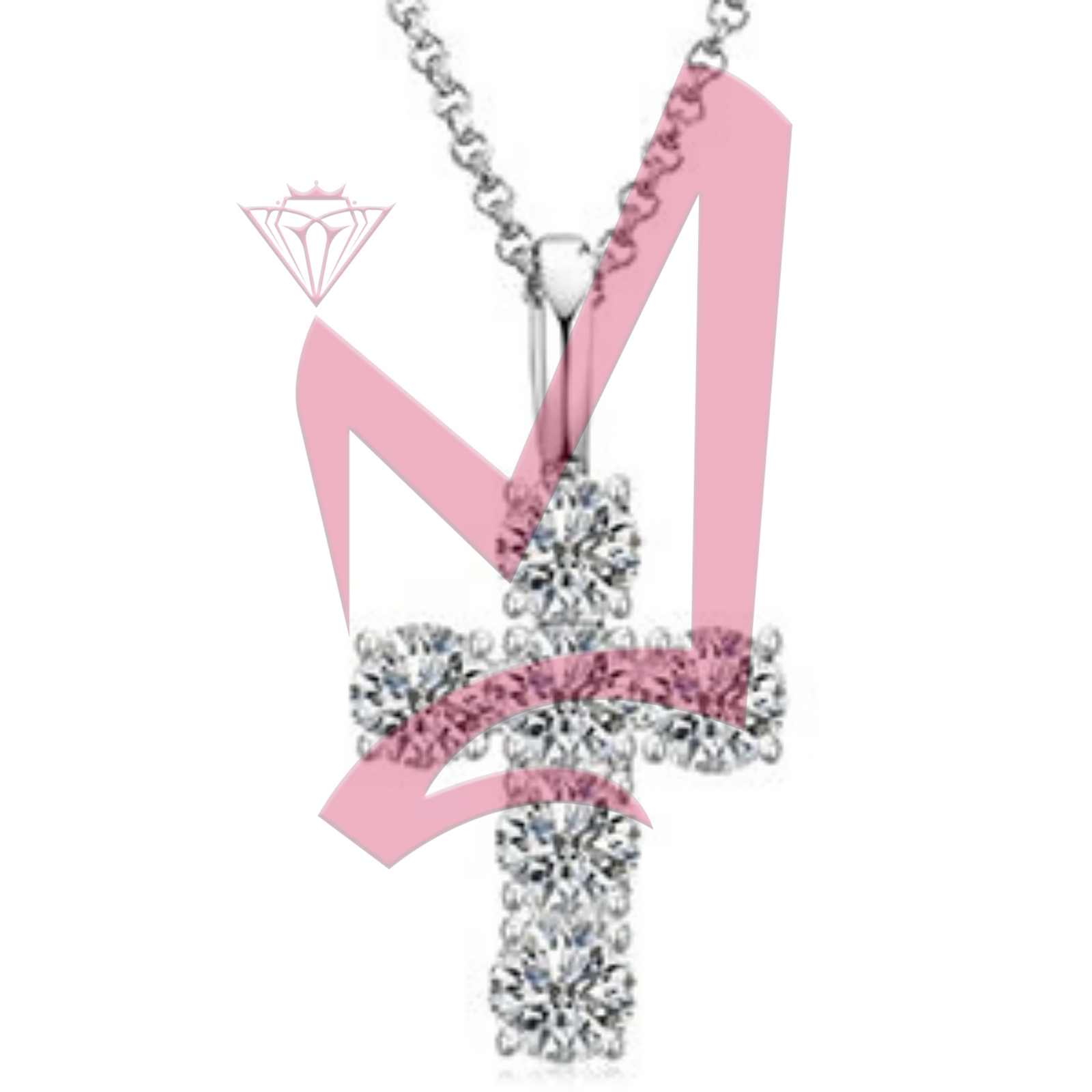 1.8ctw 4mmX6 Round Cut EF Moissanite Religious Rock Cross Pendant 100% 925 Sterling Silver