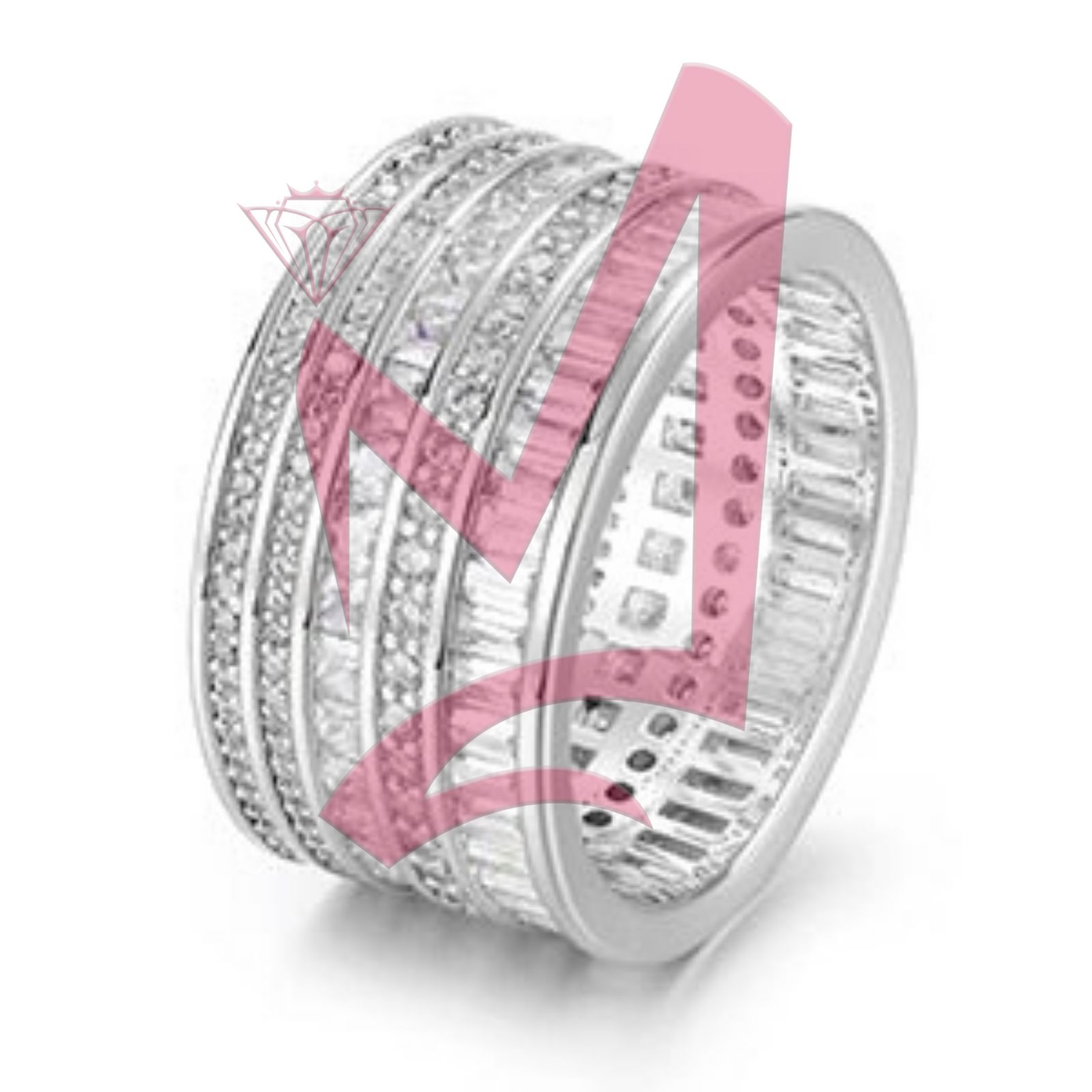 12mm Baguette Micro Paved Zircon Ring