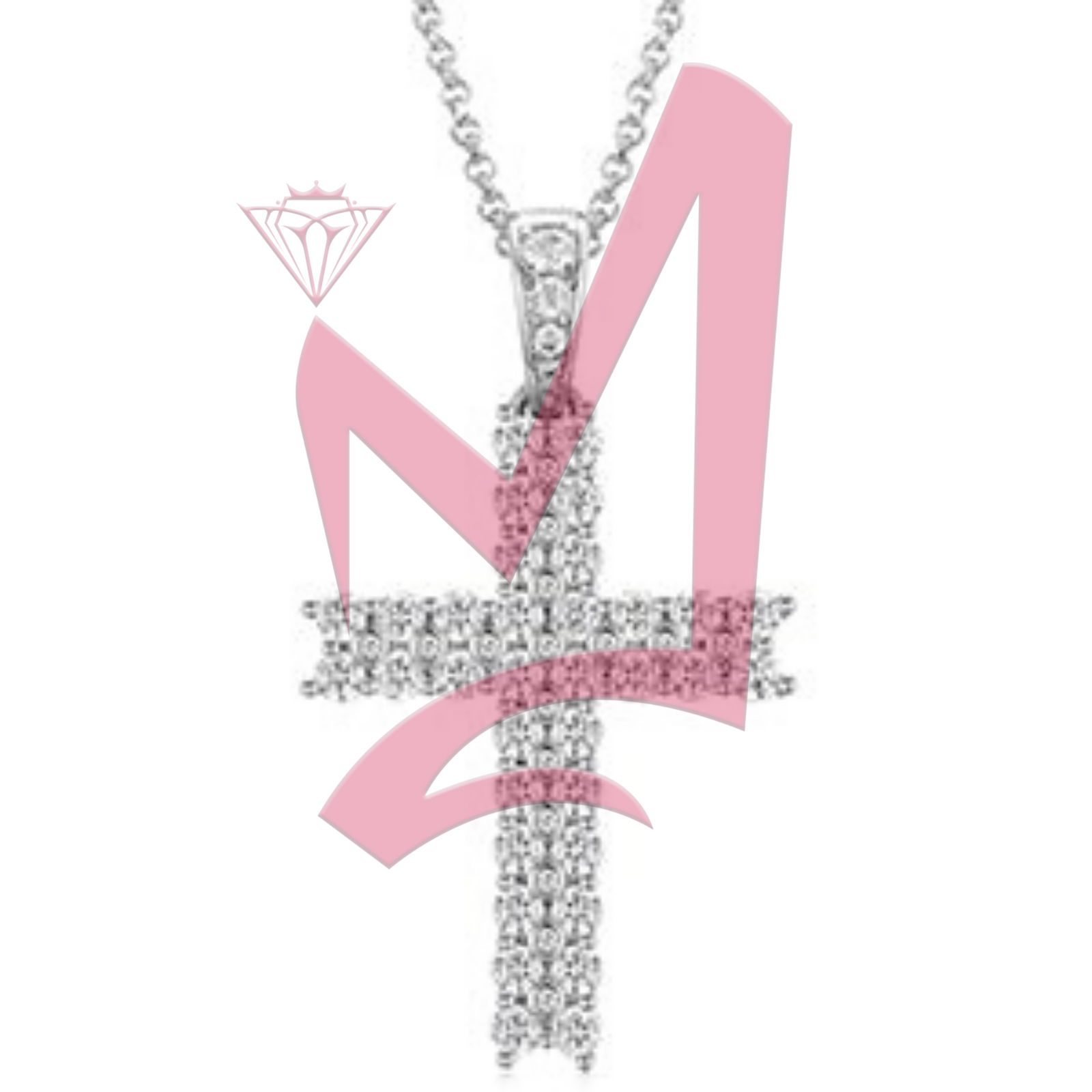 2.3ctw 2 Row Round Cut D Moissanite Religious Cross Pendant  100% Sterling 925 Silver